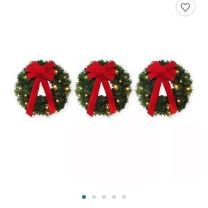 18-Inch Pre-Lite Battery-Operated Wreaths (Set of 3)
